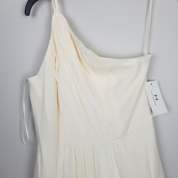 H Halston one shoulder gown cream - Picture 2 of 7